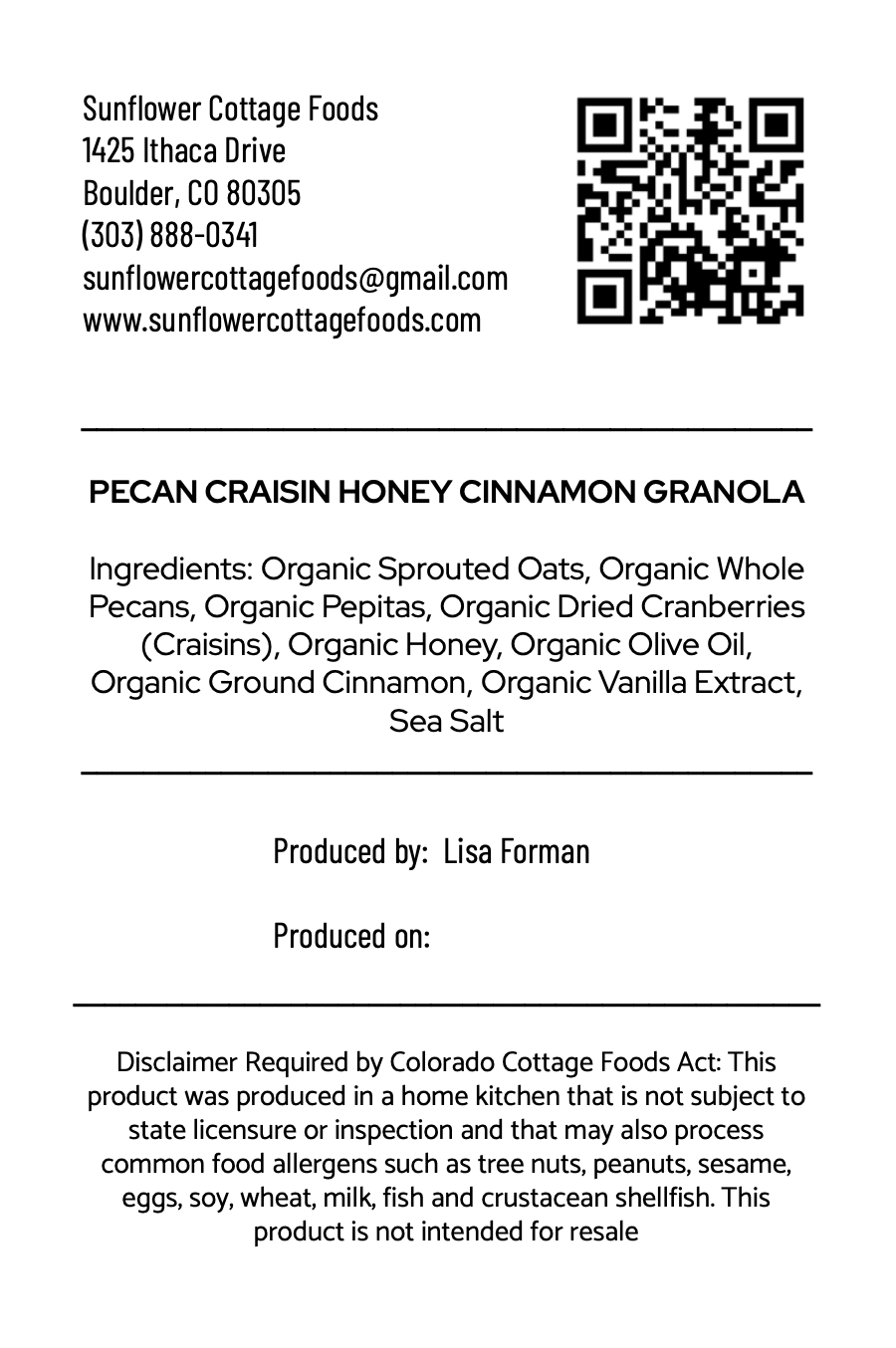 Pecan Craisin Honey Cinnamon Granola